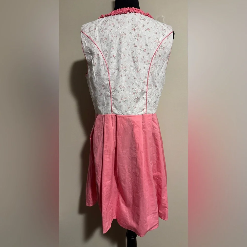 NWT Scarlet Darkness Pink and White Square Neckline Floral Dress size large - Picture 7 of 12